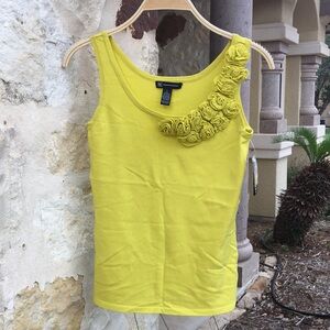 INC Stretchy Chartreuse floral neck tank